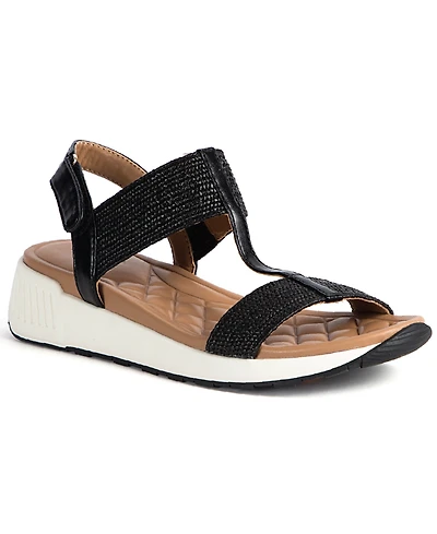 Jbu Women's Claire-Wide Round Toe Wedge Sandals