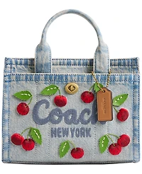 Coach Denim Cargo Cherry Embroidery Mini Tote Bag 20