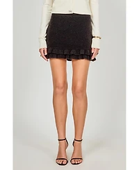 endless rose Women's Knit Ruffles Mini Skirt