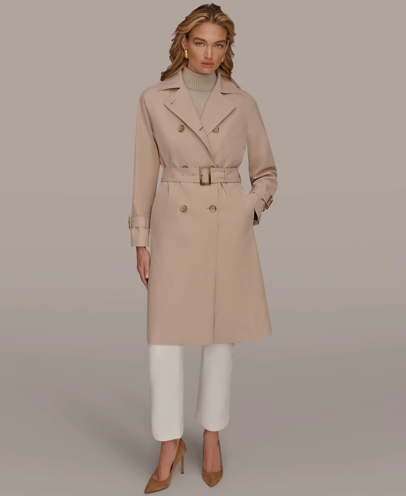 Donna Karan New York Women's Double Breasted Belted Notch Collar Trench Coat