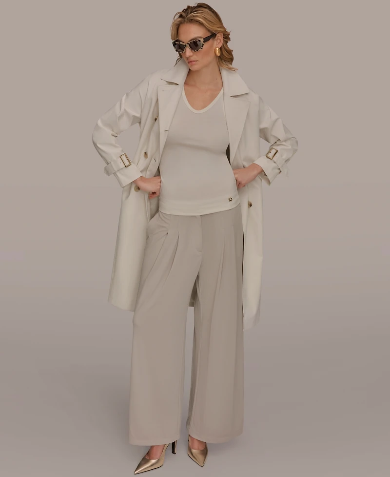 Donna Karan New York Women's Double Breasted Belted Notch Collar Trench Coat