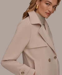 Donna Karan New York Women's Short Crepe Notch Collar Trench Coat