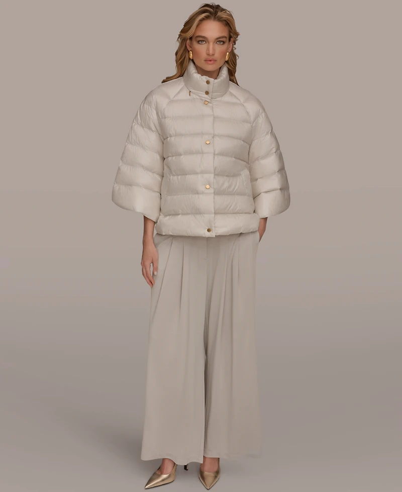 Donna Karan New York Women's Stand-Collar Down Puffer Cape