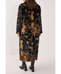 Nasty Gal Women's Cow Print Faux Fur Longline Coat