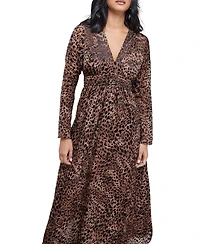 Plunge Neck Waisted Midi Dress