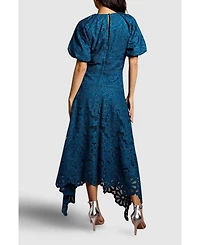 Coast Women's Lace Hanky Hem Puff Sleeve Dress