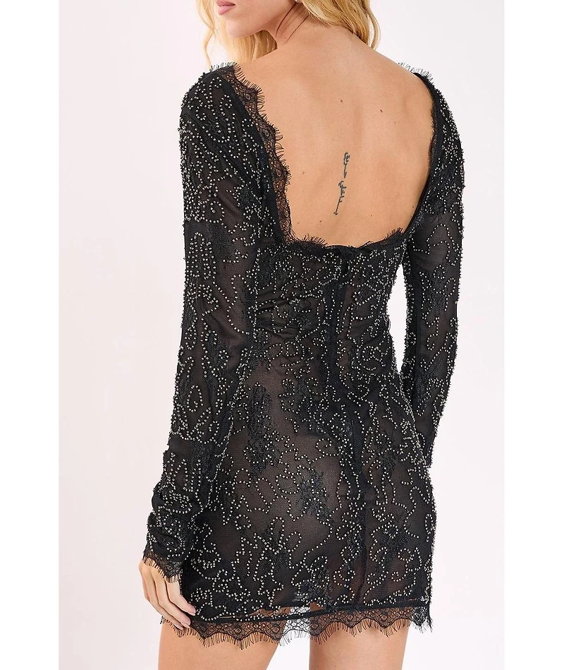 Nasty Gal Women's Hand Embellished Lace Mini Dress