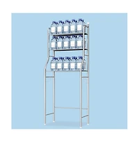 Homfan Over The Toilet Storage Shelf, Freestanding Bathroom Organizers and Storage Over Toilet with Paper Holder Towel Hooks Bathroom Organizer