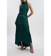 Karen Millen Women's Beaded Halter Neck Woven Maxi Dress