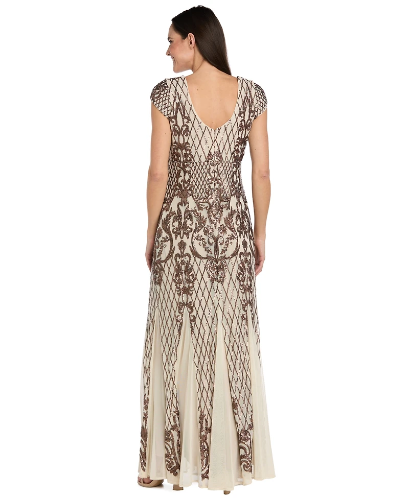 R & M Richards Plus Sequin Embellished Ball Gown