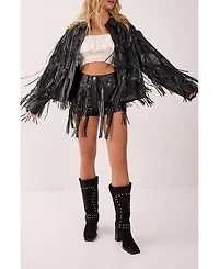 Nasty Gal Women's Faux Leather Tassel Jacket