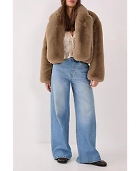 Nasty Gal Women's Cropped Collar Faux Fur Jacket