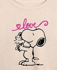 Hybrid Apparel Women's Peanuts Snoopy And Woodstock Love French Terry Long sleeve T-shirt