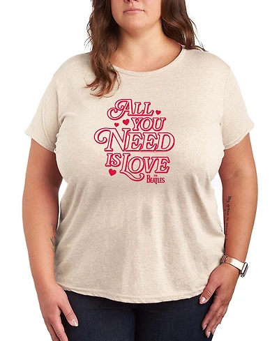 Hybrid Apparel Women's All You Need Is Love Beatles Short Sleeve Graphic T-Shirt