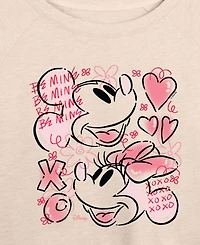 Hybrid Apparel Women's Mickey And Minnie Be Mine Xoxo French Terry Long sleeve T-shirt