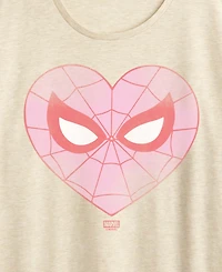 Hybrid Apparel Women's Spider-Man Heart Faded Short Sleeve Graphic T-Shirt