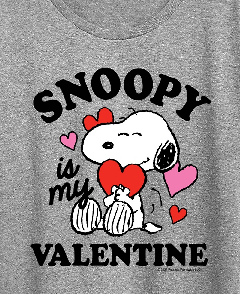 Hybrid Apparel Women's Peanuts Snoopy Is My Valentine Short Sleeve Graphic T-Shirt