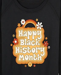 Hybrid Apparel Women's Instant Message Happy Black History Month French Terry Long Sleeve T-shirt