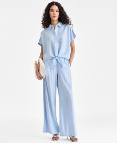 I.N.C. International Concepts Womens Linen Tie Front Blouse Pull On Pants