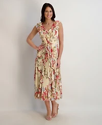 kensie Women's V-Neck Midi Dress