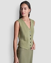 Dkny Women's Sleeveless V-Neck Arid Pique Vest