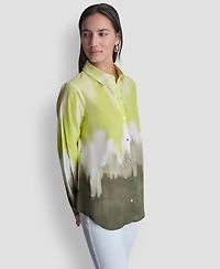 Dkny Women's Voile Ombre Long-Sleeve Shirt