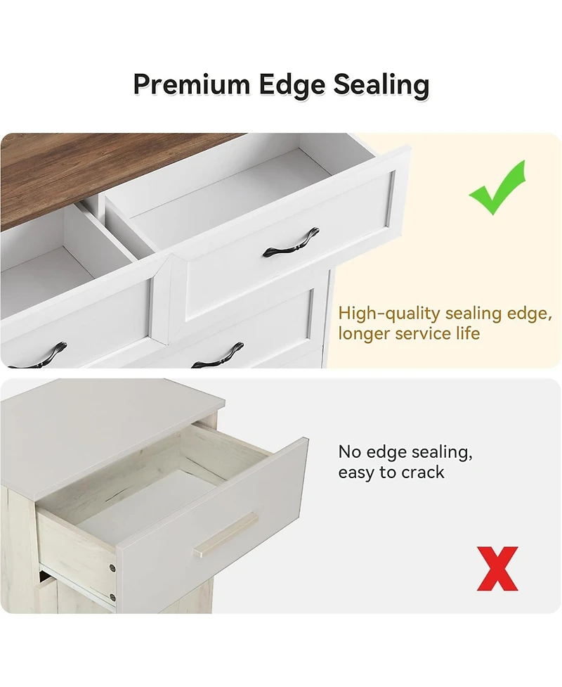 gaomon Takywep 6-Drawer Dresser for Bedroom – Farmhouse Modern Wooden Storage Chest with Metal Handles, Organizer Bedroom, Living R