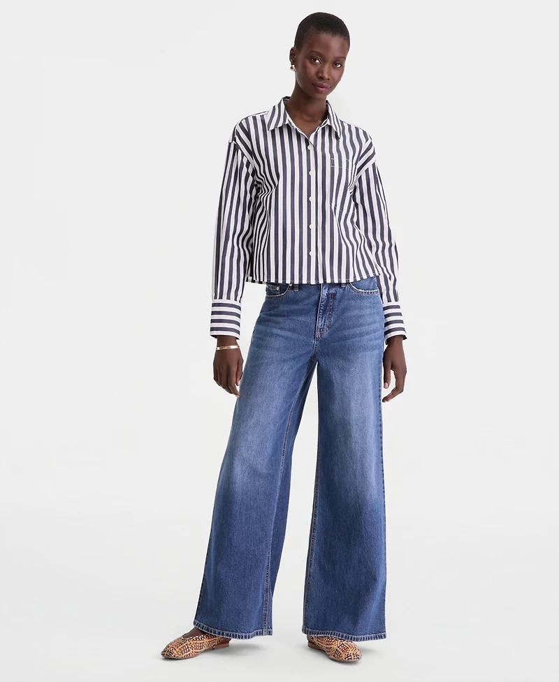 On 34th Women's Cropped Cotton Poplin Shirt, Macy's Exclusive