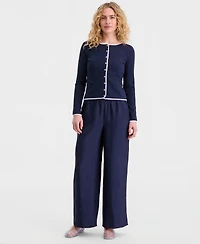On 34th Women's Contrast-Trim Ribbed Cardigan, Macy's Exclusive