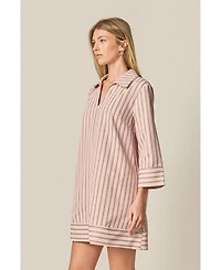 English Factory Women's Stripe Collared Mini Dress