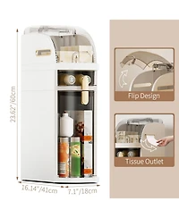 Homfan 2-Tier Slim Plastic Storage Cabinet – Waterproof Bathroom Organizer with Drawers Transparent Accents