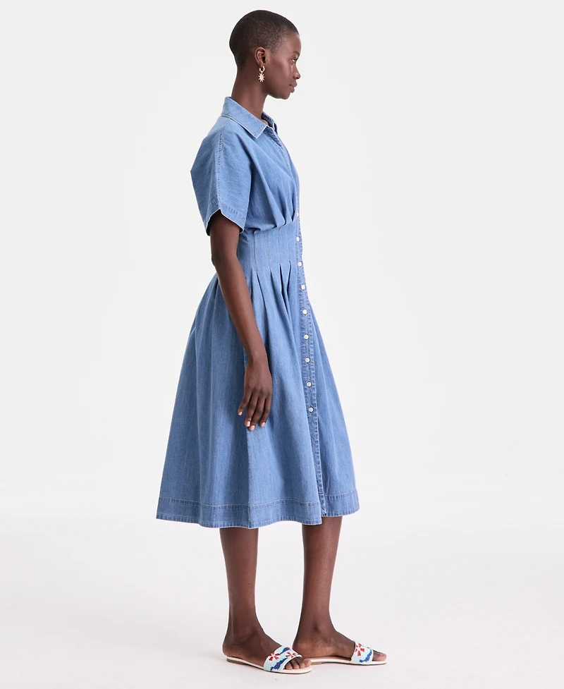 On 34th Women's Cotton Denim Pleated Shirtdress, Macy's Exclusive