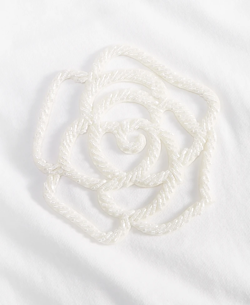 On 34th Women's Floral Beaded Relaxed Cotton T-Shirt, Macy's Exclusive