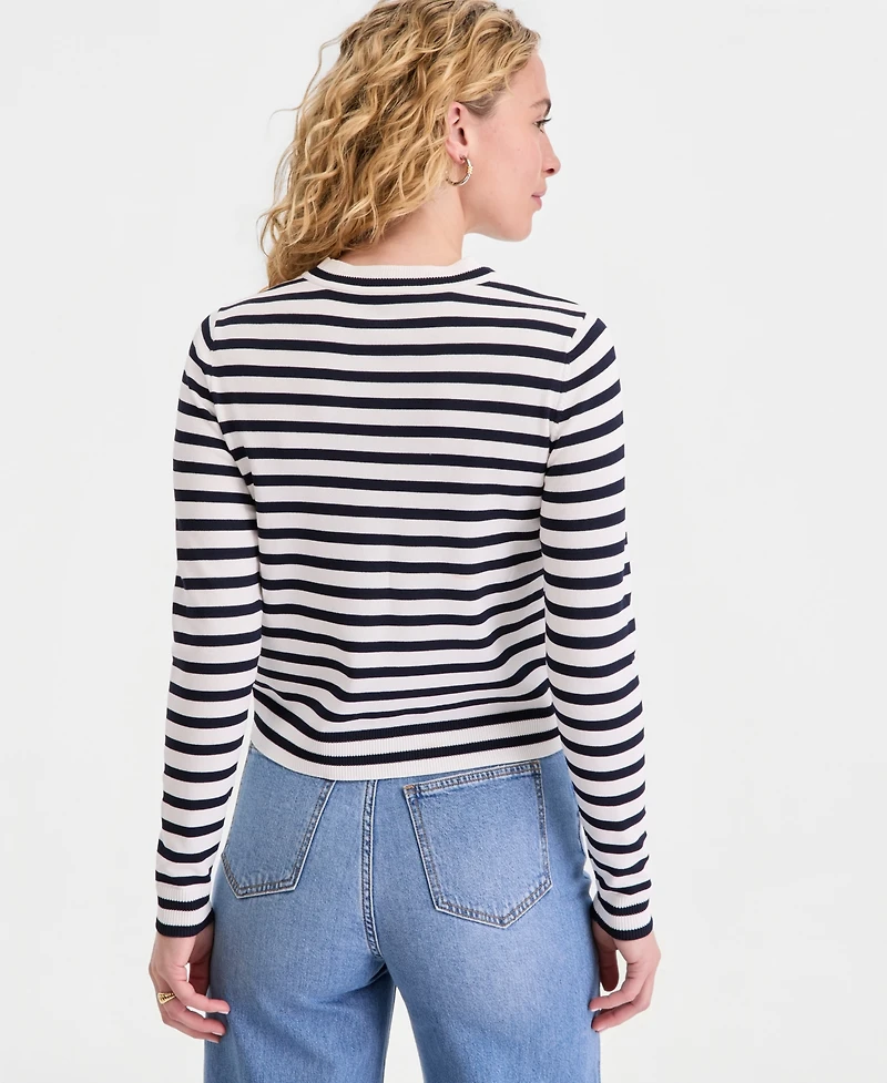 On 34th Women's Striped Crewneck Long-Sleeve Sweater, Macy's Exclusive