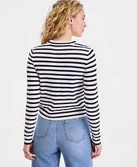 On 34th Women's Striped Crewneck Long-Sleeve Sweater, Macy's Exclusive