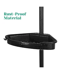 Homfan Corner Shower Caddy Tension Pole, Rust-Resistant Bathroom Storage Organizer with 4-Tier Adjustable Shelves & Rubber Pad, 101.6''- 122'' Height