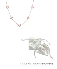 Adornia Rose Gold Mother of Pearl Cz Clover Station Necklace
