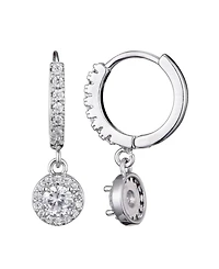Adornia Silver Cz Halo Drop Huggie Hoop Earrings