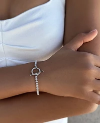 Adornia Silver Crystal Toggle Tennis Bracelet