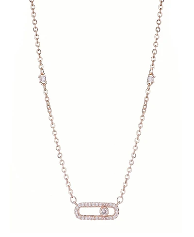 Adornia Rose Gold Cz Adjustable Dancing Stone Necklace