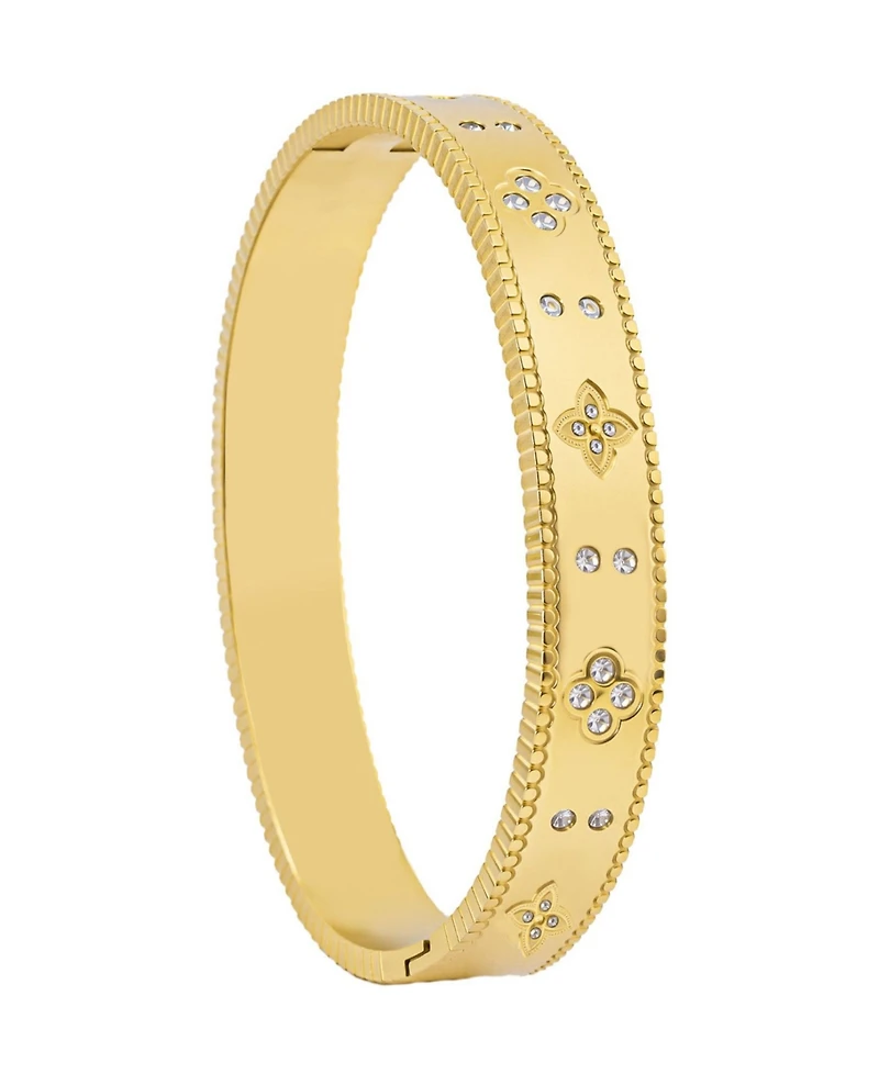 Adornia Tarnish Resistant Gold Clover Bangle Bracelet