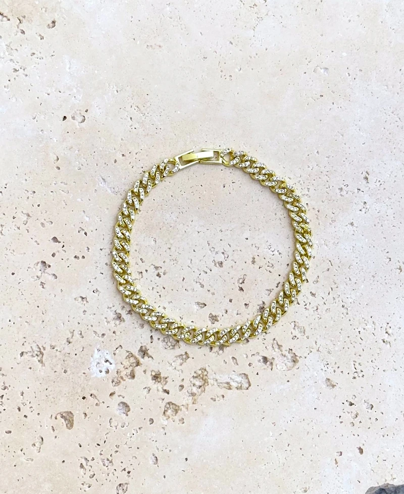 Adornia Gold Crystal 8mm Curb Chain Bracelet