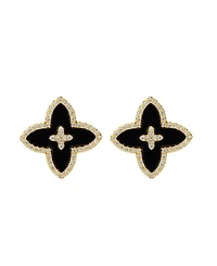 Adornia Gold Cz Black Statement Flower Stud Earrings