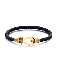 Adornia Tarnish Resistant Gold Magnetic Leather Bracelet