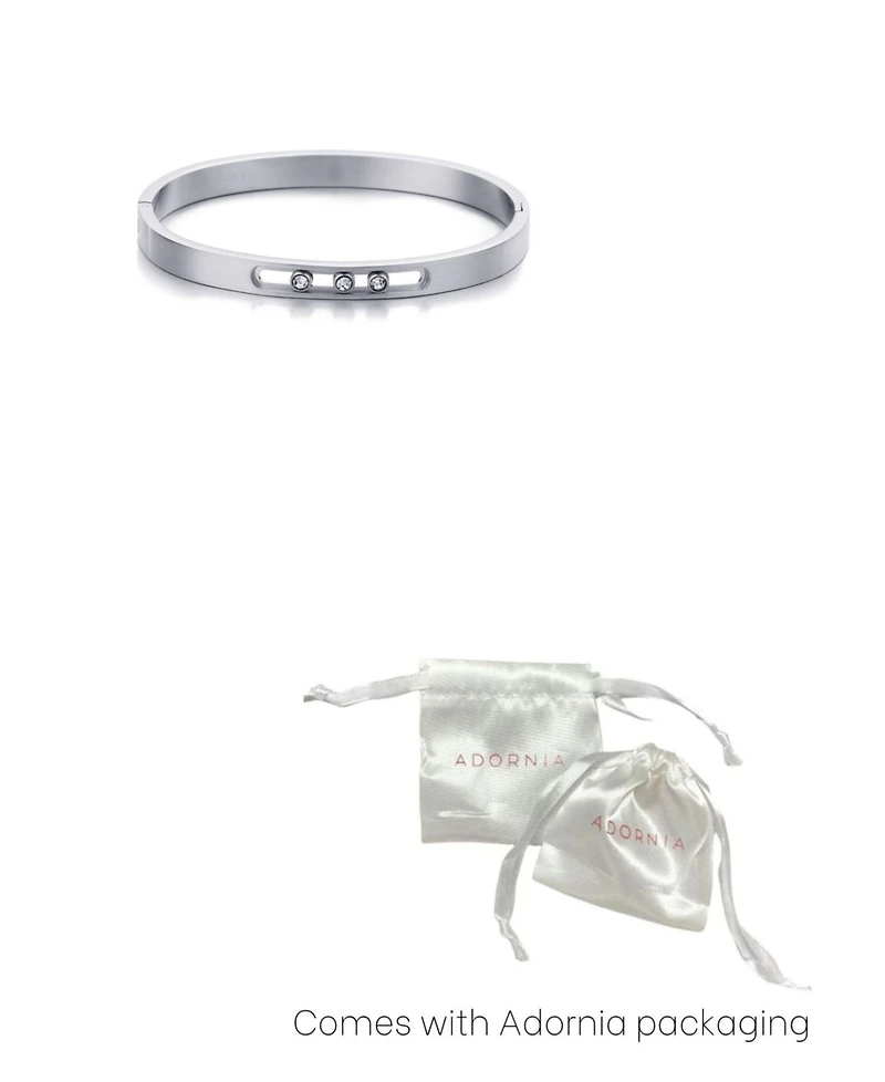 Adornia Tarnish Resistant Silver Sliding Stones Cuff Bracelet