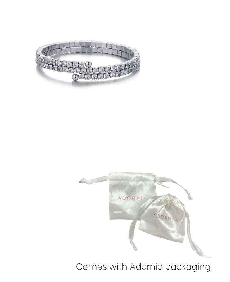 Adornia Silver Coil Stretch Crystal Tennis Wrap Bracelet