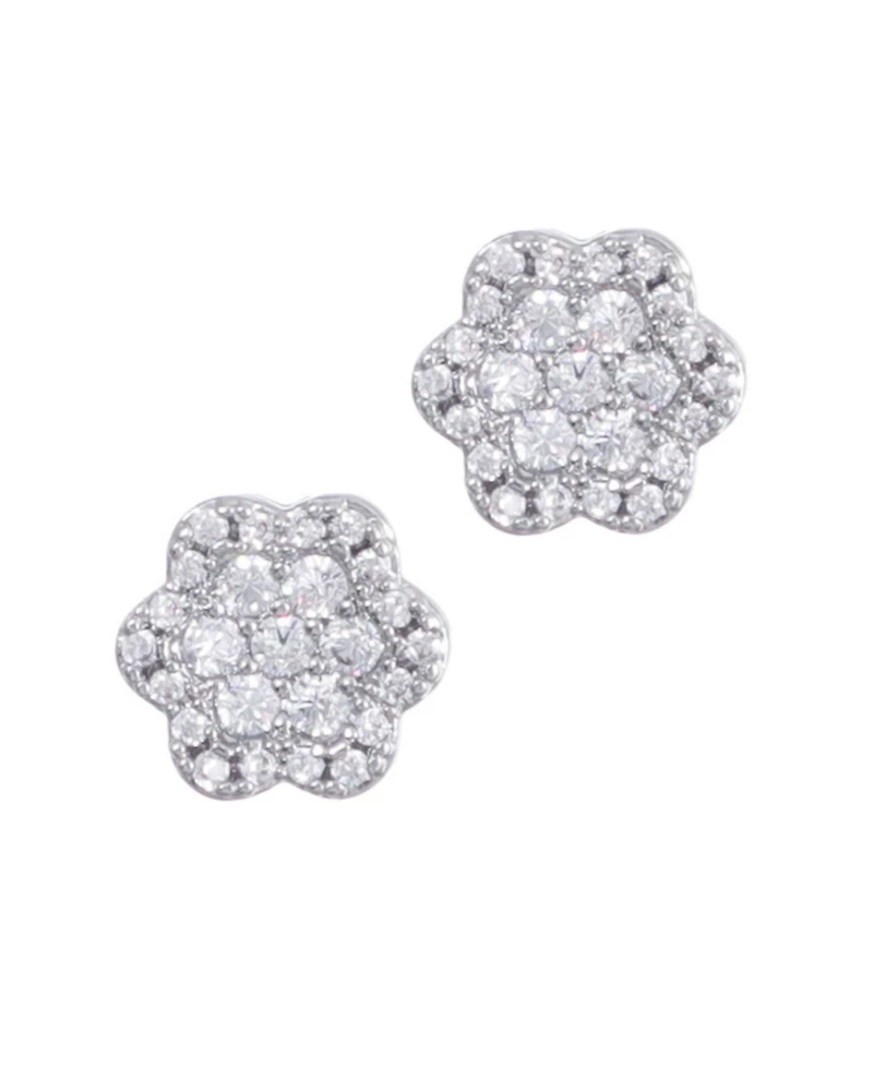Adornia Silver Cz Flower Halo Stud Earrings