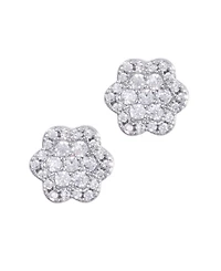 Adornia Silver Cz Flower Halo Stud Earrings