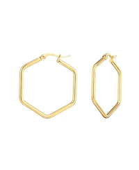 Adornia Tarnish Resistant Gold Hexagon Hoop Earrings