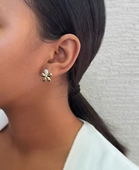 Adornia Gold Cz Flower Petal Stud Earrings